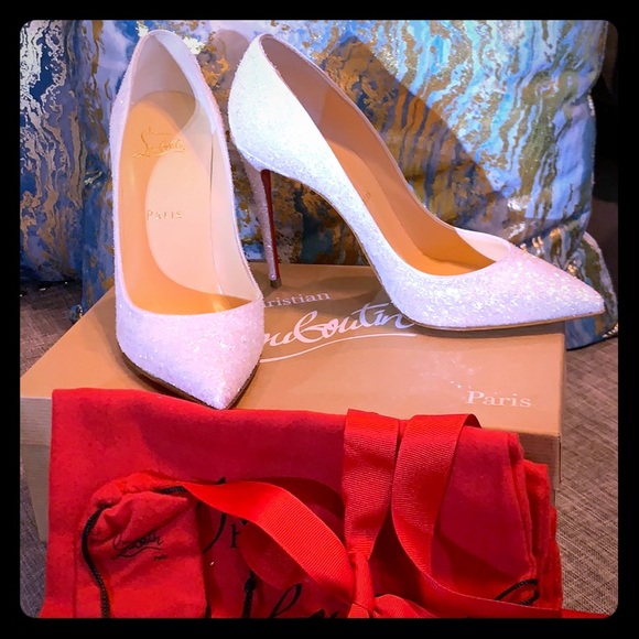 Louboutin Pigae Follies 100 Glitter Givre 37.5 - Picture 1 of 7